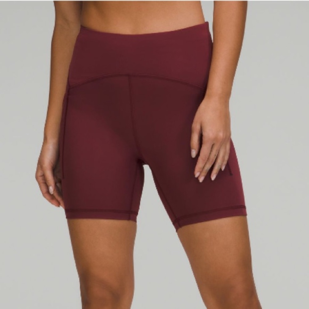 NWOT Lululemon Power Thru HR Shorts 6” size 12 Red Merlot Maroon